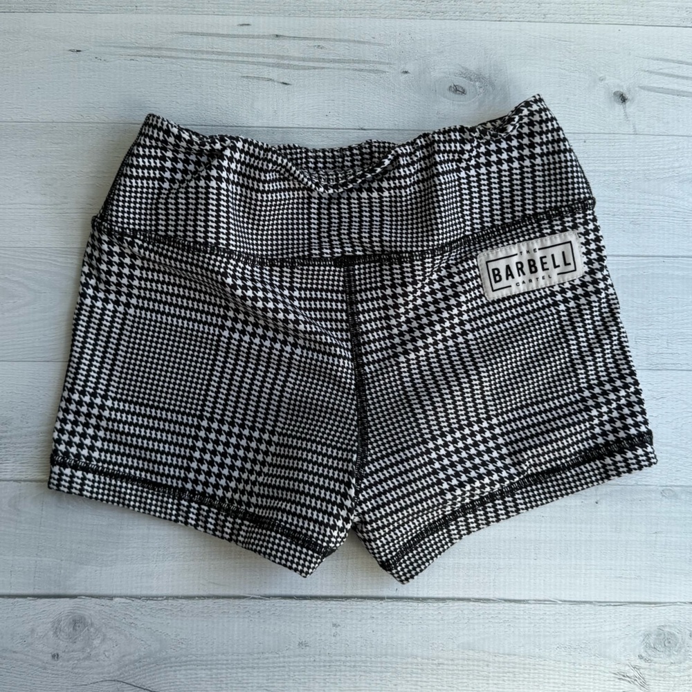 The Barbell Cartel Women’s Black & White Houndstooth Comp Short 2.5”
